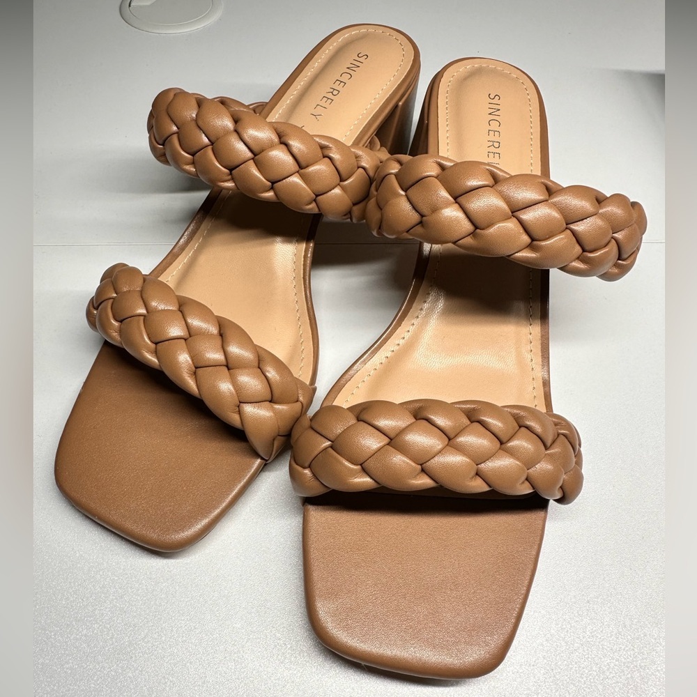 SIMPLY JULES Double Band Braided Slide Block Heel  NWOT Sz  9